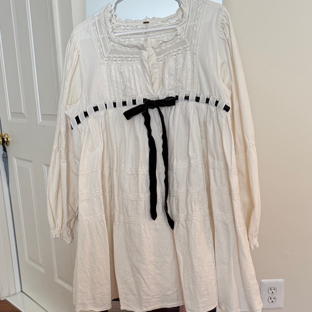 Free People Cream Dress with Black Accents